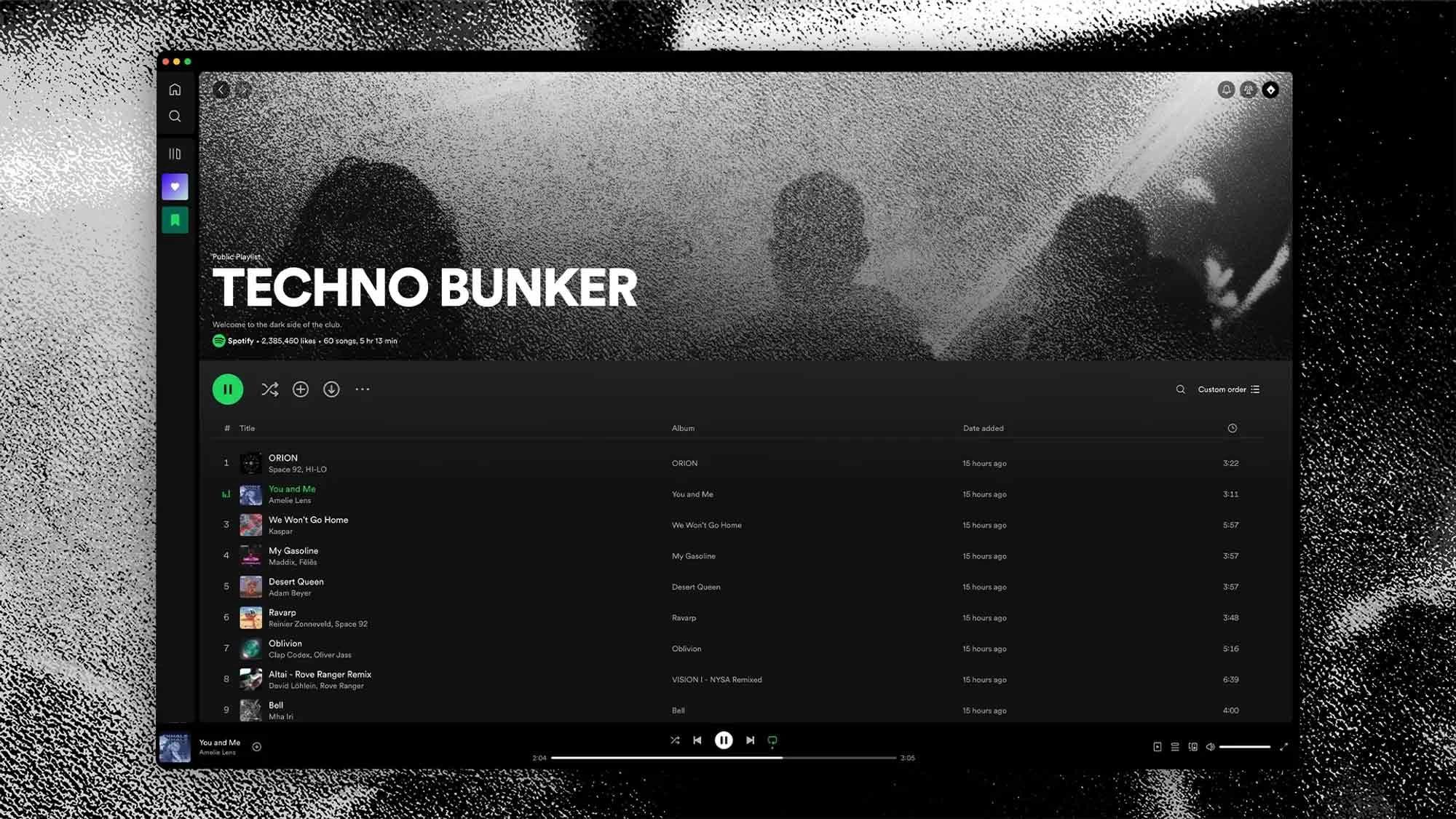 Spotify App Techno Bunker lista reproducción