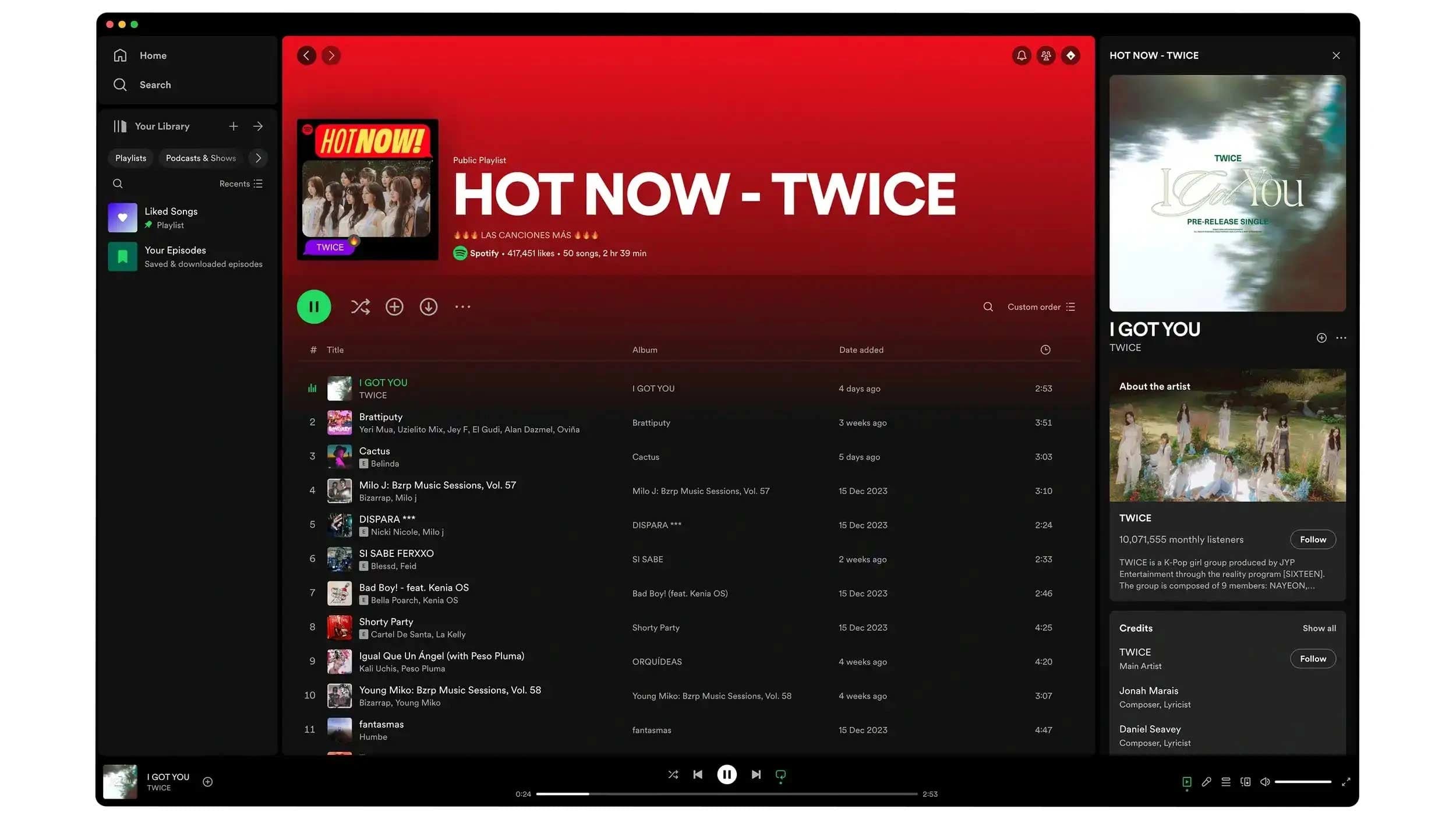 Spotify Hot Now Playlist